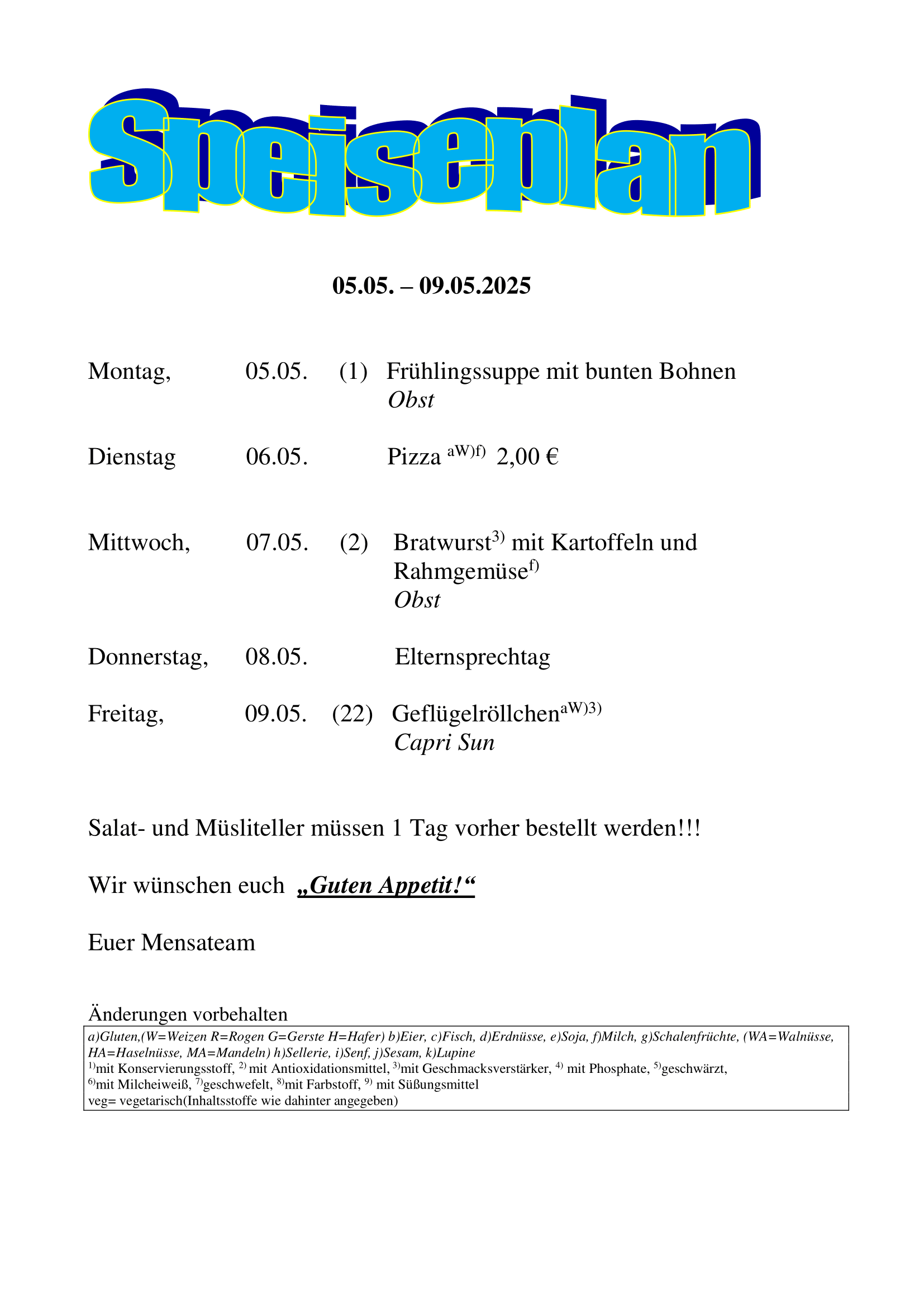 Speiseplan 05-05 bis 09-05-1