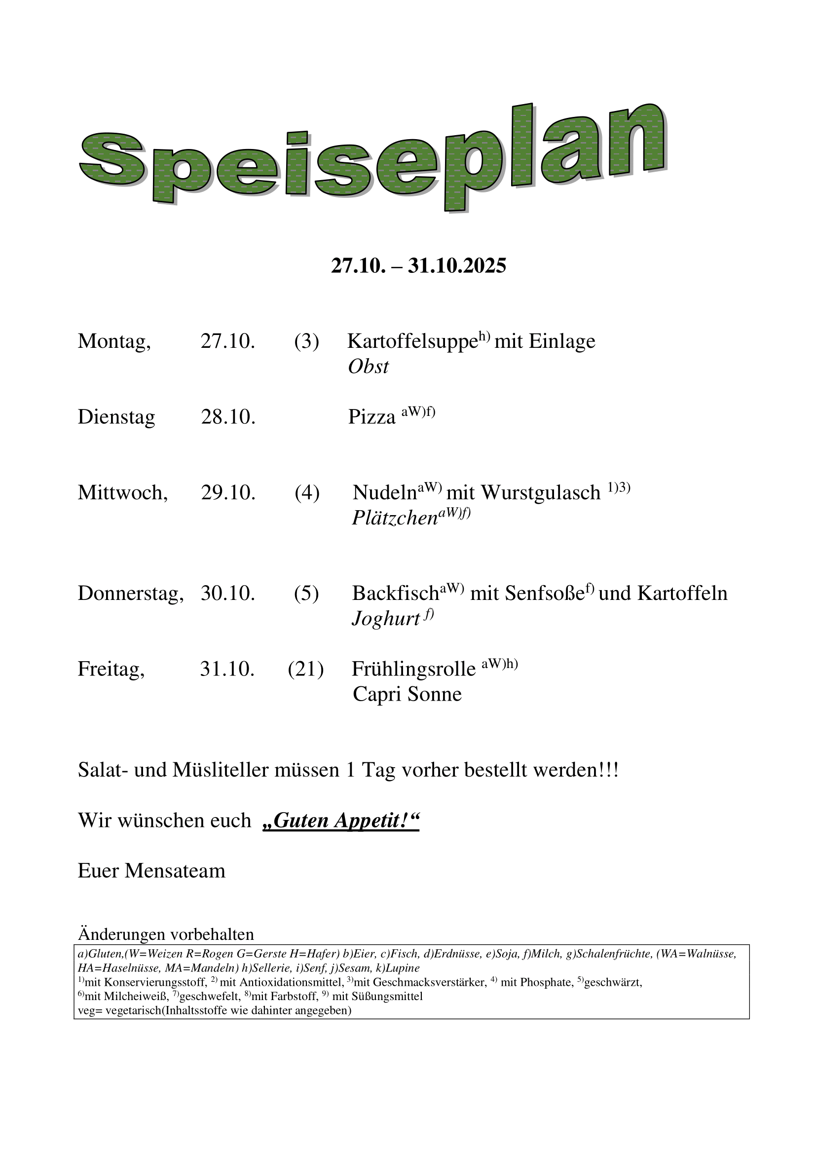Speiseplan 27-10 bis 31-10-1